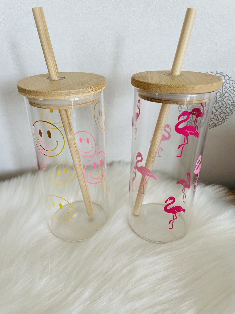 bedrucktes Glas-Trinkbecher, nicht spülmachinenfest