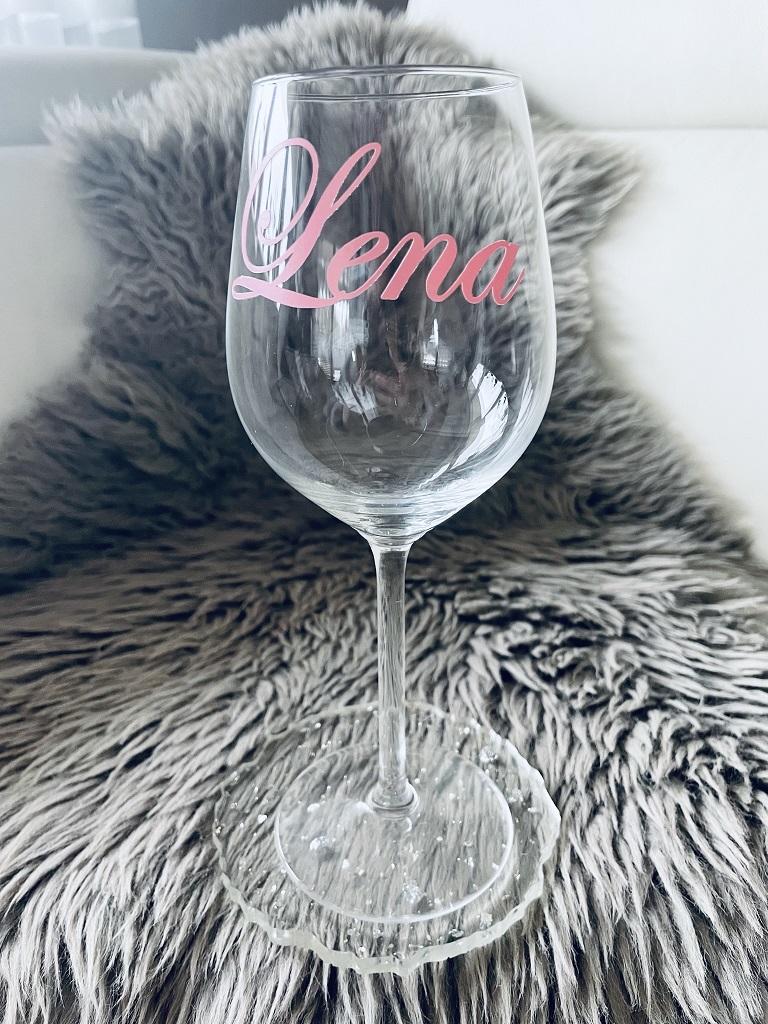 bedrucktes Wein-Glas, nicht spülmaschinenfest