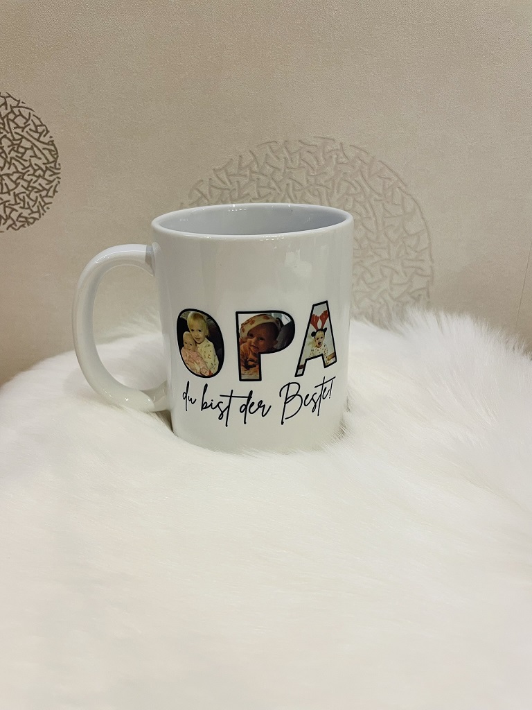 Foto-Tasse mit Designerstellung nach Kundenwunsch, spülmaschinen-geeignet