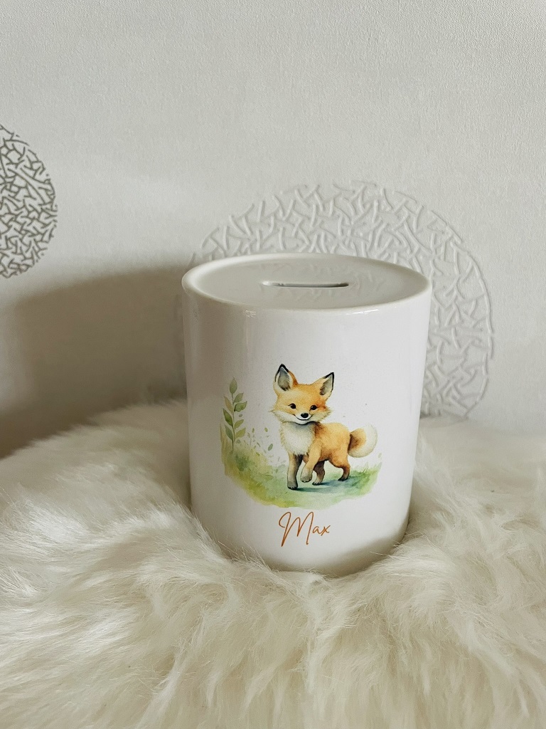 Kinder-Spardose aus Porzellan und Designerstellung nach Kundenwunsch, spülmaschinen-geeignet